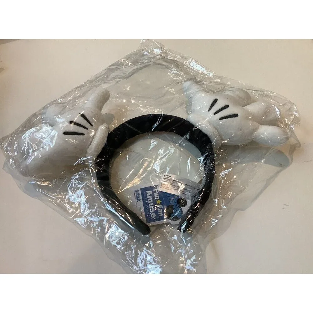 DISNEY PARK MICKEY MOUSE WHITE GLOVES MOUSE EARS Headband HAT Hairband NEW!